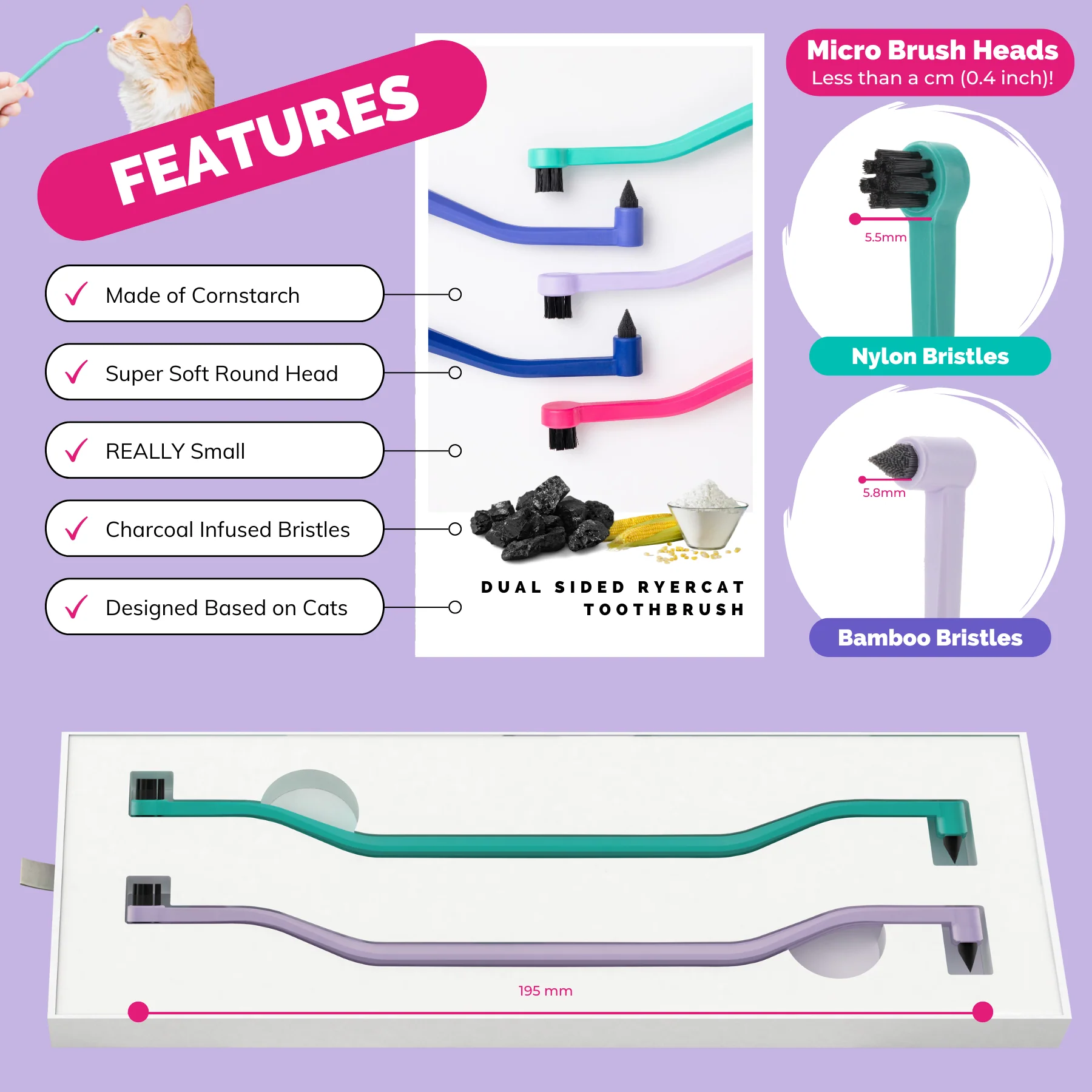 RYERCAT Two-Pack Dual-Sided Cat Toothbrush - Image 6