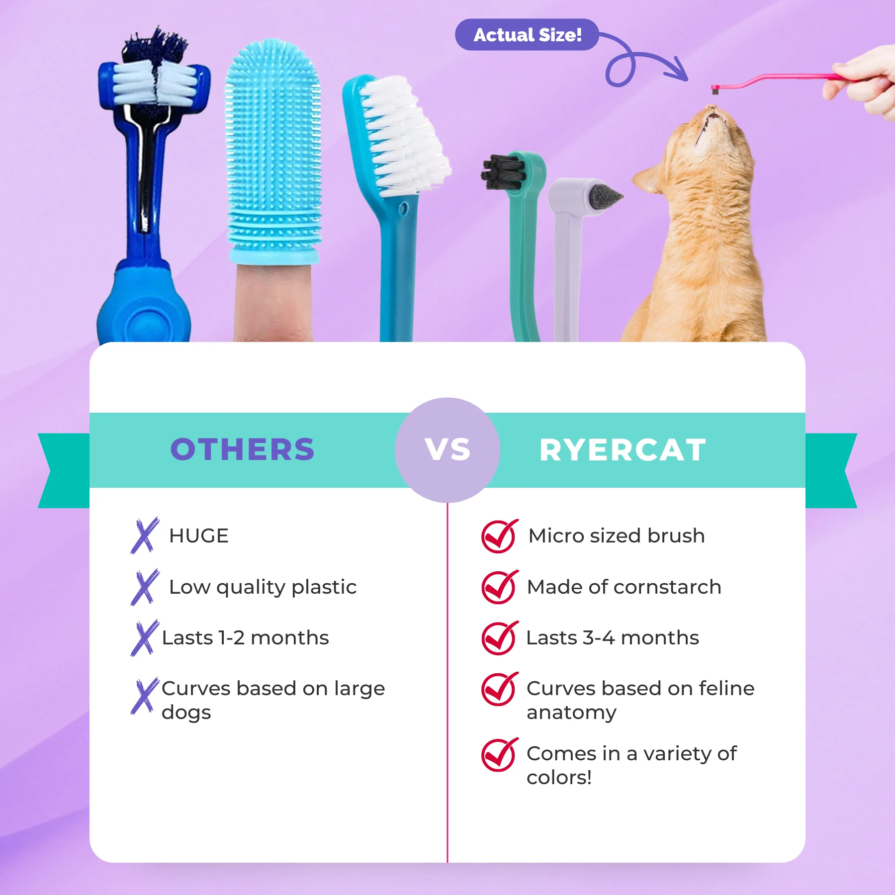 RYERCAT Five-Pack Dual-Sided Cat Toothbrush - Image 4